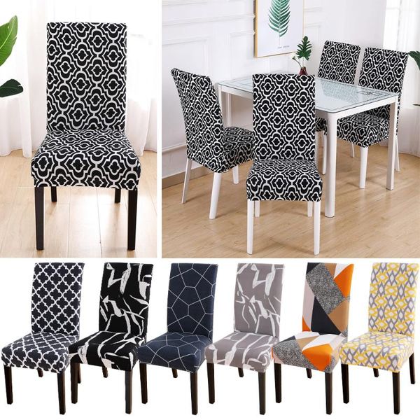 

chair covers 1/2/4pcs all seasons spandex elastic printing dining slipcover removable anti-dirty seat case stretch cover