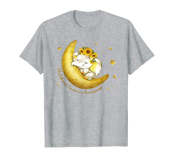

cute elephant on the moon childhood cancer awareness t-shirt, White;black