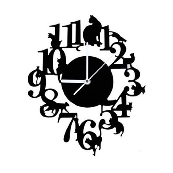 

wall clocks black cat clock hook antique indoor scandinavian cute (black)