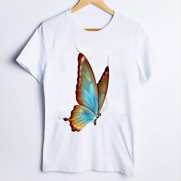 

tees print butterfly fashion elegant women t shirts printing cute 90s style clothes lady clothing female shirt, White