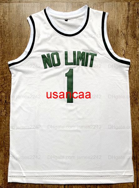 Maglia da basket bianca da uomo Real Pictures Master P # 1 No Limit retrò cucita XS-6XL