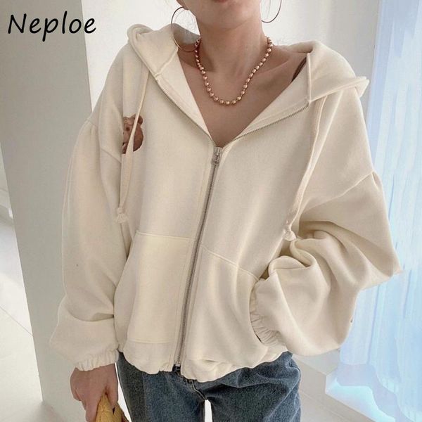 

women's jackets neploe autumn casual zipper hooded jacket woman all-match cartoon bear print female coats loose pocket design mujer, Black;brown