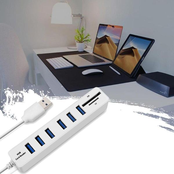 

hub combo 6 ports 2.0 micro card reader sd/tf high speed multi usb splitter all in one for pc computer accessories hubs