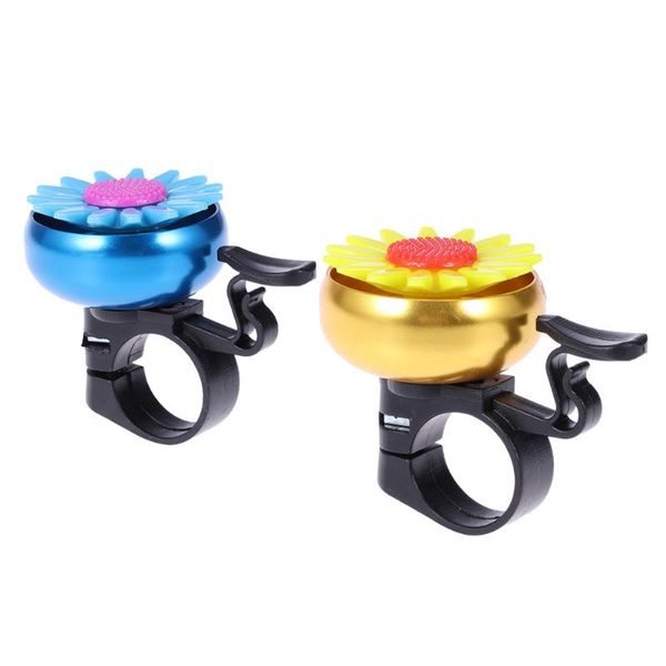

bike horns 2pcs sunflower shaped bell kids children cycling handlebar ring ringer horn (golden + blue)