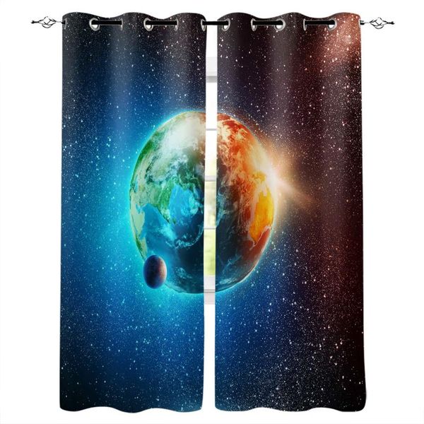 

earth universe space and stars curtain for living room kids decoration bedroom window treatment drapes &