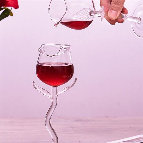 

mugs 1/2pcs creative rose flower wine glasses party dinner festival red #j
