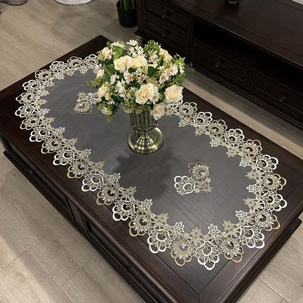 

oval coffee table cloth fabric living room mat lace european dining american