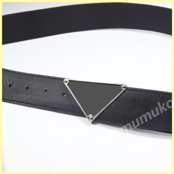 

black belts men women belt triangle designer waistband leather luxury designer belts smooth buckle p letter cintura ceinture d2108, Black;brown
