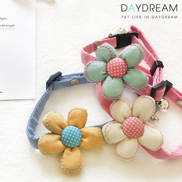 

cat pet collar accessories bell adjustable denim flower costumes