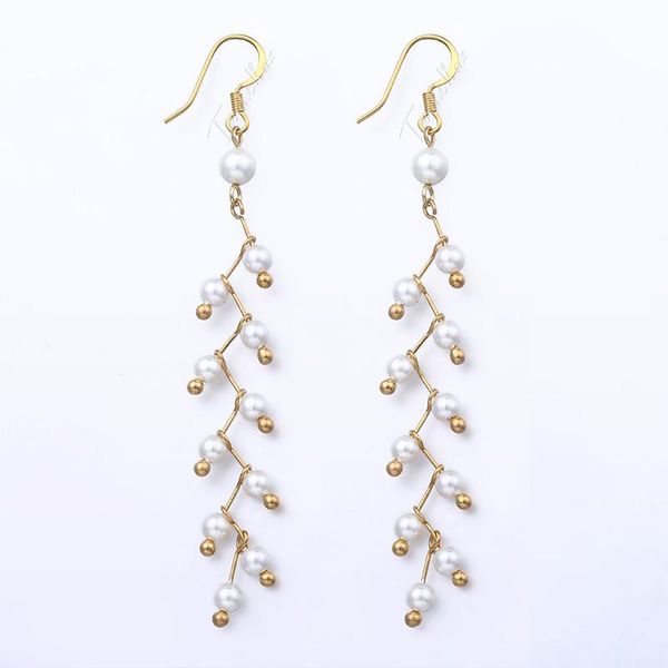 

unique drop earrings for women molecule shaped simulated pearl statement dangling woman jewelry 2021 hde32 dangle & chandelier, Silver