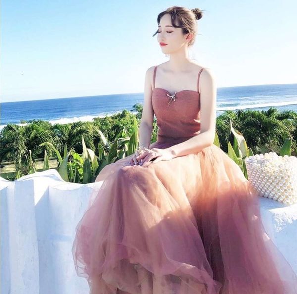 

summer suspender mesh dress seaside holiday beach dress, Black;gray