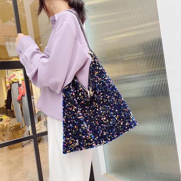 

evening bags shoulder bag female fashion sequined shiny handle for women trend 2021 satchel tote aesthetic