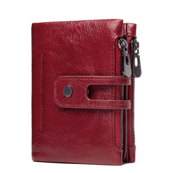 

wallets genuine leather women men clutch casual female wallet double zipper coin purse cartera mujer drop, Red;black