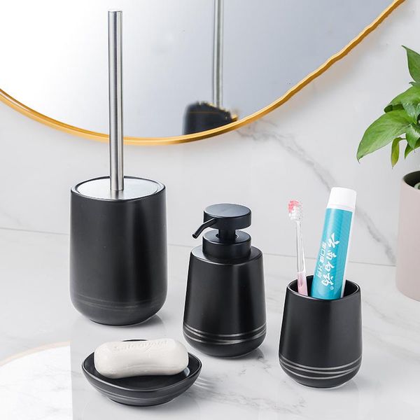 

ceramic bathroom 4/piece set lotion bottle/mouthwash cup/soap dish/toilet brush household accessories supplies bath accessory