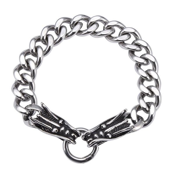 

bangle viking men's dragon head bracelet nordic punk titanium steel accessories, Black