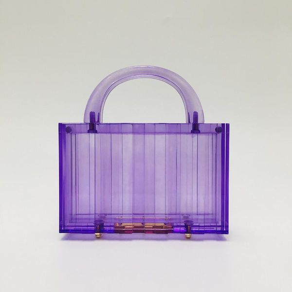 

evening bags 2021 european women fashion transparent handbag purple crystal casual tote bag lady small acrylic messenger square
