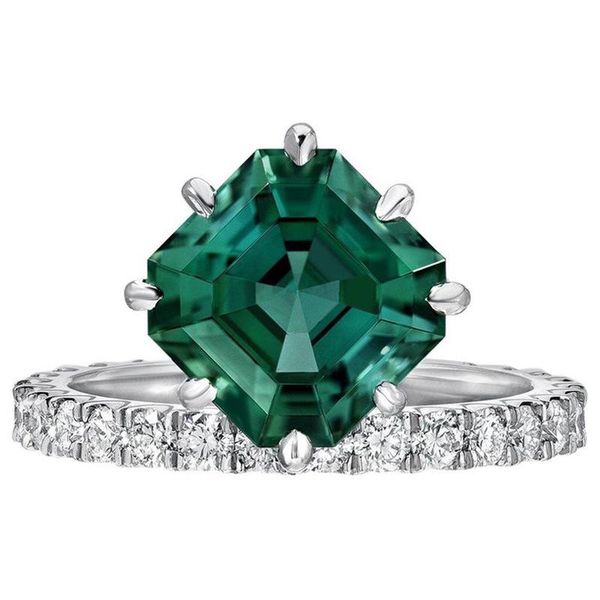 

wedding rings hainon green square cubic zirconia finger silver color fashion jewelry for women engagement luxury, Slivery;golden