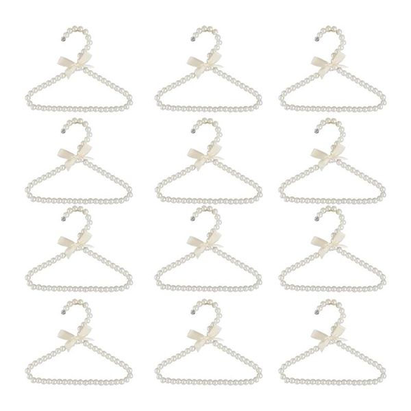 

hangers & racks 12pcs hanger hanging for kids clothes children,space save,plastic pearl, children with bow( white )