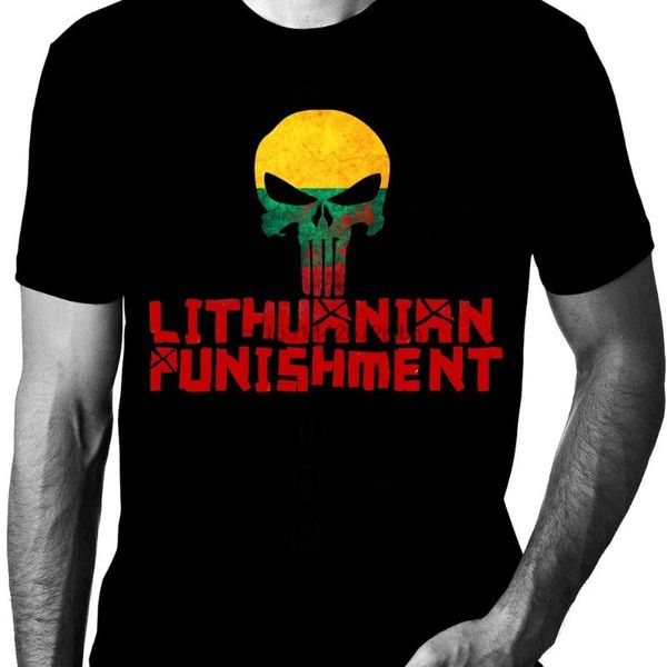 

men's t-shirts lithuanian punishment, White;black