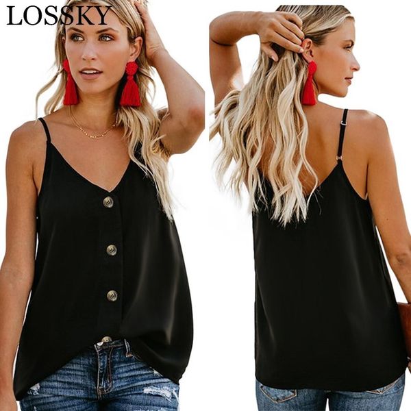 

women chiffon white black camisole strap sling halter sleeveless v neck tank basic casual ladies summer vest plus size 210520