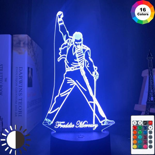 

night lights 3d led light lamp british singer freddie mercury figure nightlight for office home decoration fans gift drop
