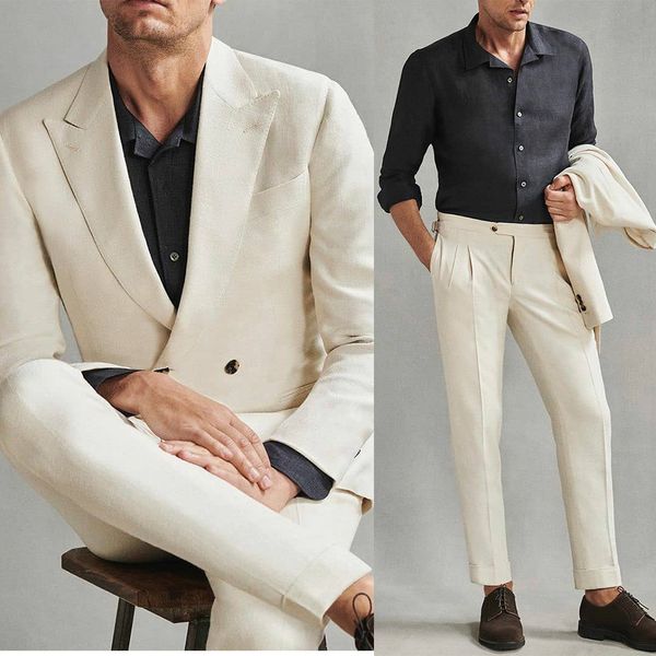 Нежный плюс размер смокинги мужские брюки костюмы Двухместный Брещенный Бизнес Groom Свадебная вечеринка Prom Party Blazer Overcoat (Куртка + штаны)