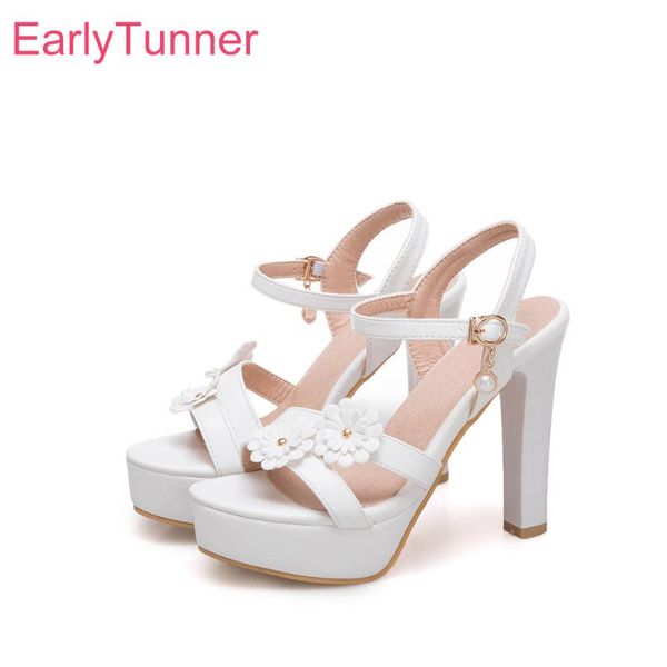 

brand summer glamour black white women platform sandals gladiator heels lady slingback shoes eq510 plus big size  31 43