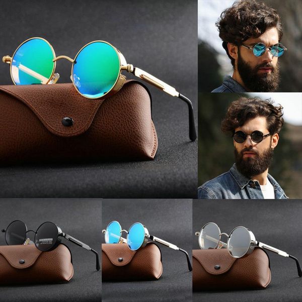 

vintage round polarized sunglasses retro steampunk sun glasses for men women small metal circle driving uv400 mirrored, White;black