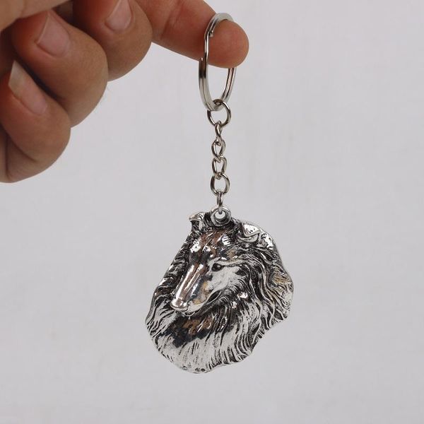 

keychains classic dog key chain almost 3d 20 mm stafford shire terrier bull alaskan malamute women men gift, Silver