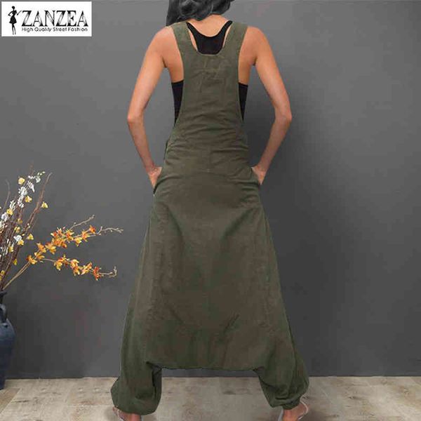 

women's jumpsuits & rompers women zanzea vintage linen overalls dungarees playsuits female solid wide leg trousers drop crotch pant ove, Black;white
