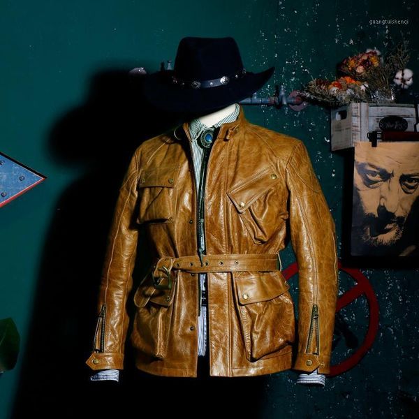 

cracked leather safari jacket cow men's & faux, Black