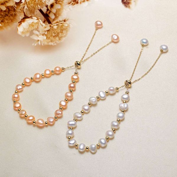 

bracelet straight freshwater pearl baroque bracelet for girls, Golden;silver