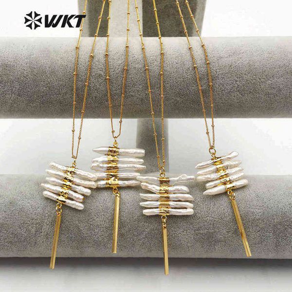 

wt-n1124 wkt freshwater necklaces pearl pendant anti-fade whole gold color statement jewelry, Silver