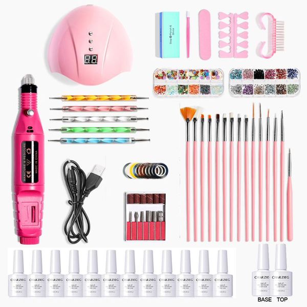 

nail art kits set 36w led lamp dryer 12pcs gel polish varnish electric drill manicure sets tools