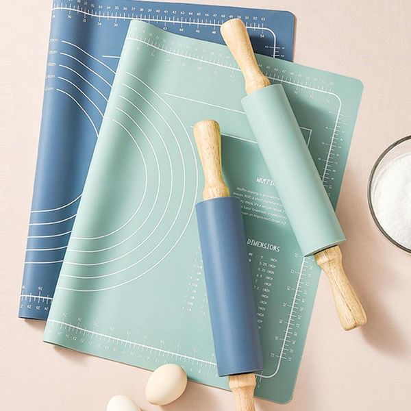 

rolling pins & pastry boards silicone pad baking mat pin thickening large size for dough pizza non-stick kitchen tools