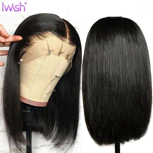 

peruvian straight bob wig lace front human hair wigs pre plucked with baby frontal 150% 13x41, Black;brown