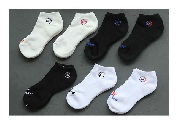 

2 pairs of 21ss fujiwara hao lightning embroidery new towel bottom sports socks ship socks men's and women's fashion socks, Black