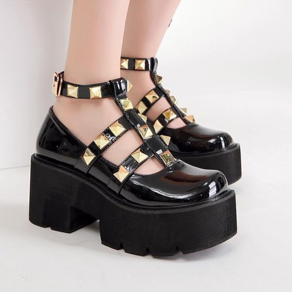 

dress shoes fashion rivet decoration baotou ladies sandals summer all-match platform high-heeled, Black