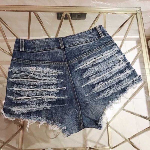 

summer denim short hollow out club punk rock high waist booty black white streetwear 210601, White;black