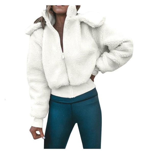 

women's jackets teddy winter and coats long sleeve slim crop pockets warm casual short jacket t3 rpja, Black;brown