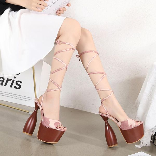 

sandals 2021 high heels women's shoes thick bottom transparent narrow strap summer fashion women 34-40, Black