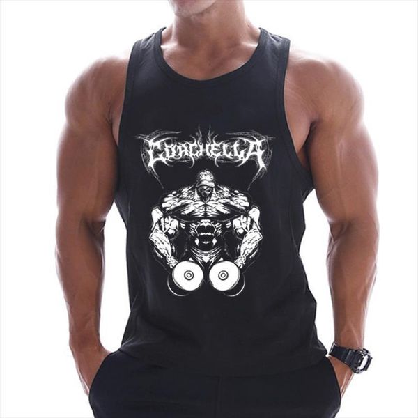 

tank men gym cotton sleeveless shirts mens singlet sports bodybuilding training quick dry summer, White;black