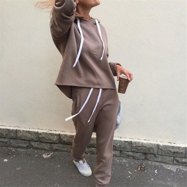 

running sets womens hoodies warm women solid tracksuit set thicken sweat pants suit female plus velvet thick clothing women's two piec, White