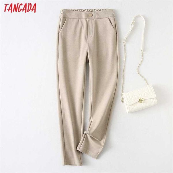 

tangada winter fashion women thick warm suit pants trousers pockets office lady elegant pants pantalon yu145 211112, Black;white