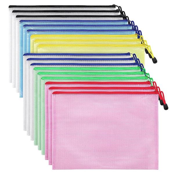 

storage bags mesh zipper pouch document bag a4 letter size clear travel 18pcs for school office supplies organizing