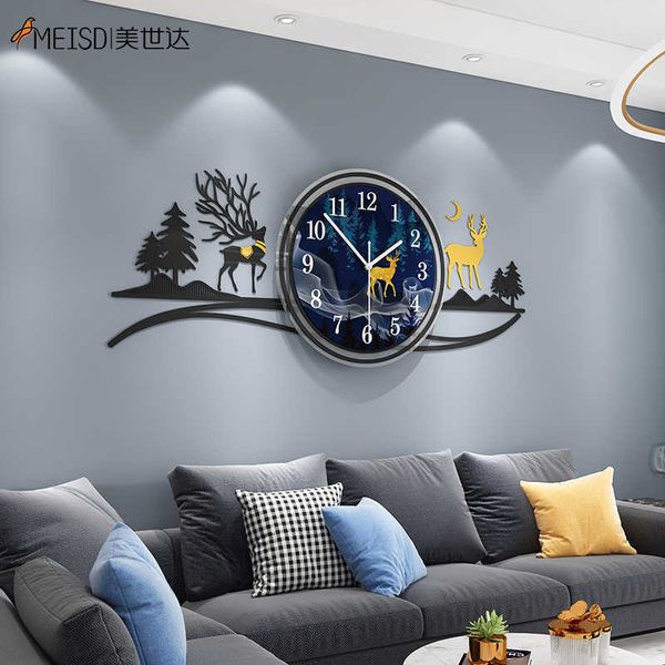 MEISD Yumruksuz Ayna Çıkartmaları 3D Ayrılmış Büyük Duvar Saati Kuvars DIY İzle Kendinden Yapışkanlı Horloge 210930