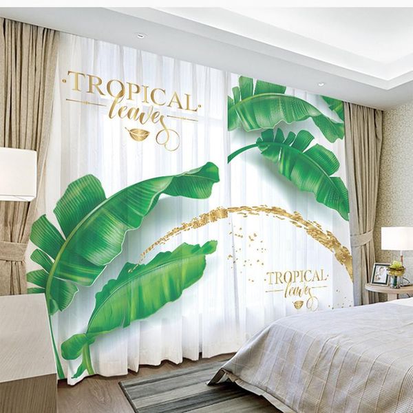 

curtain & drapes custom chiffon window drape for nursery kids children living room banana leaf palm leaves khaki gray brown pink blue