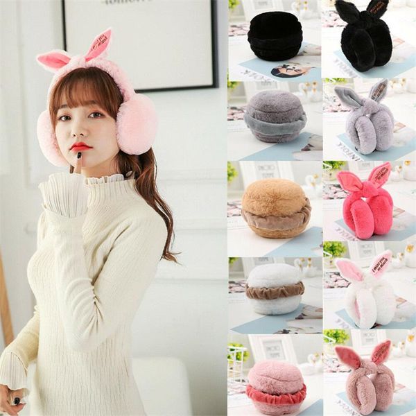 

berets winter warm earmuffs cute plush fur headphones fashion ear warmer solid color girls headband muff cover, Blue;gray