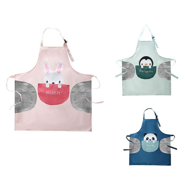

aprons -women cute cartoon animal waterproof apron kitchen cooking & washing dishes anti-oil big pocket housework
