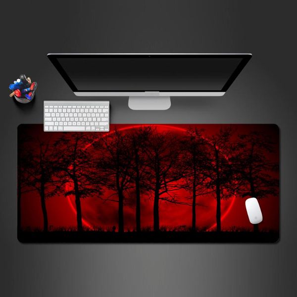 

mouse pads & wrist rests red night deep forest pad unique design style abstract art rubber lock most gorgeous -selling halloween mat